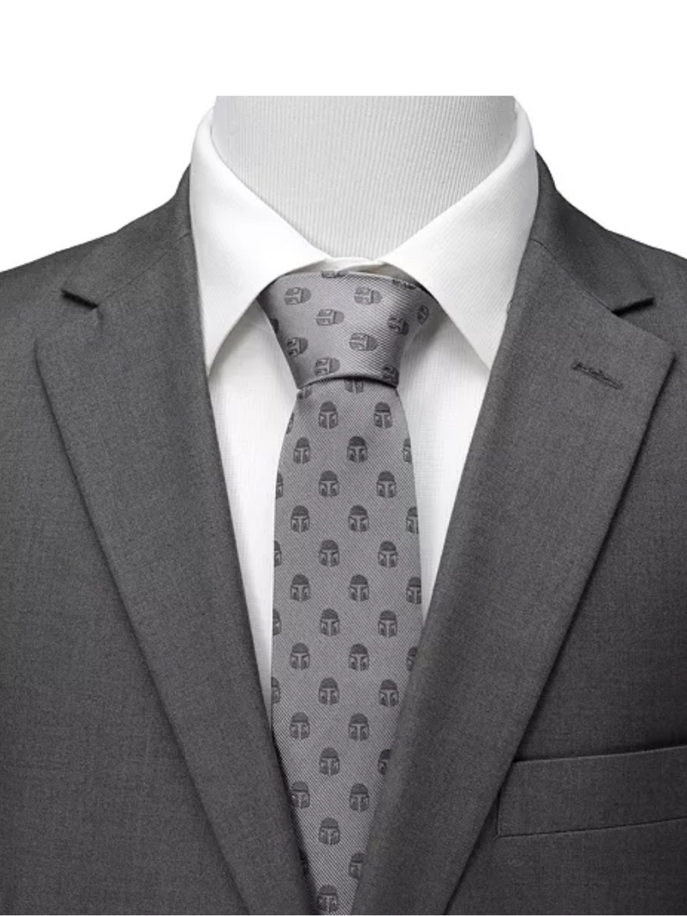 NWT Star Wars Mandalorian Helmet Tie. Men’s 59” Gunmetal Gray | Subtle Star Wars